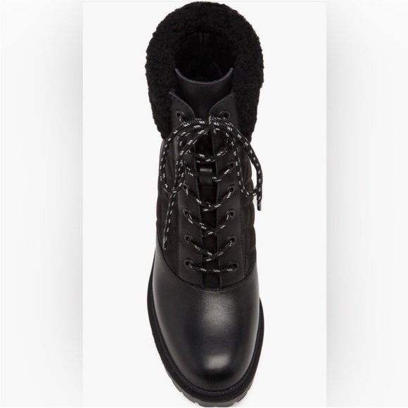 NWOB PAIGE Black Bryce Quilted Bootie & Genuine Shearling Trim, 7.5., Pristine - Picture 2 of 10